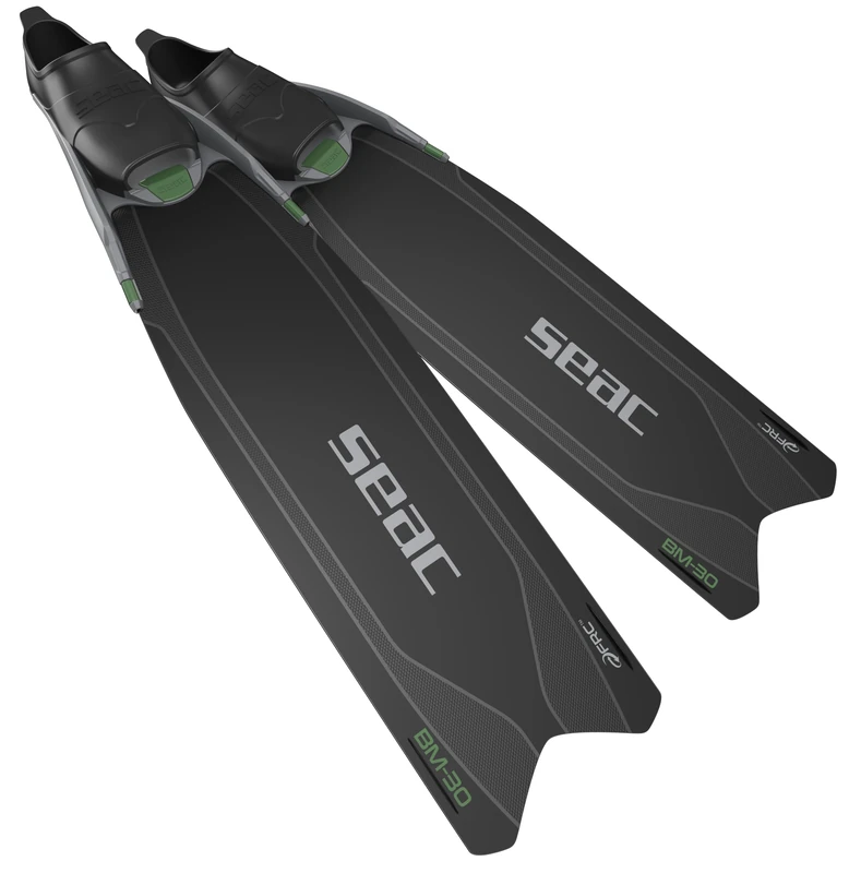 SEAC BM30, Long freediving fins with new generation blade, black/green, 3.5/5UK