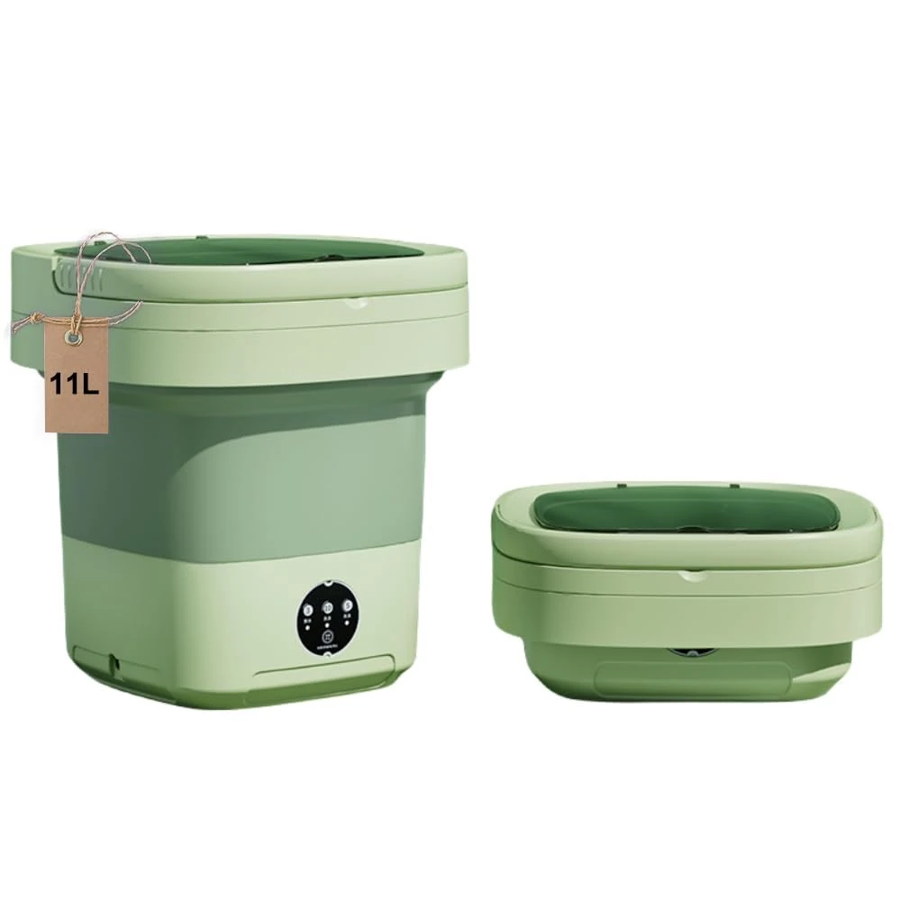 Portable washing machine,Mini Washer,8L upgraded large capacity foldable Washer.Deep cleaning of underwear, baby clothes and other small clothes.Suitable for apartments, dormitories, hotels (Green)