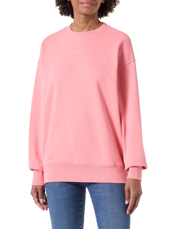 BOSS Women's C_Eteia_Small_Logo Sweatshirt, Light/Pastel Pink689, - Image 1