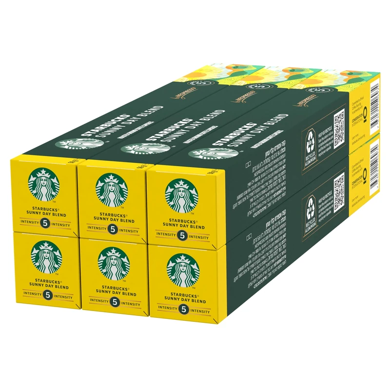 STARBUCKS Sunny Day Blend by Nespresso, Blonde Roast, Coffee Capsules 6 x 10 (60 Capsules)