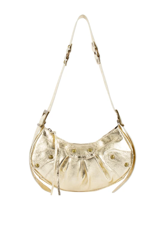 MAHISHA Women's Metallic Leather Shoulder Bag, Gold, One Size