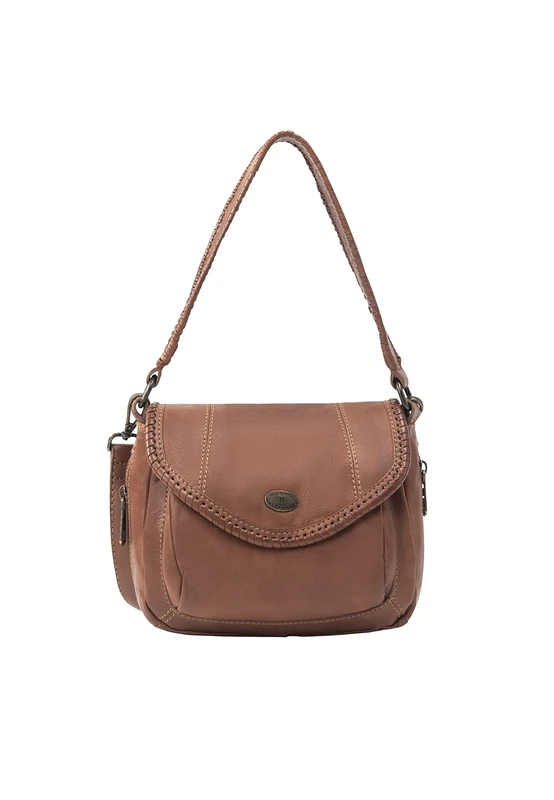 incus Women's Leather Shoulder Bag, Camel, One Size