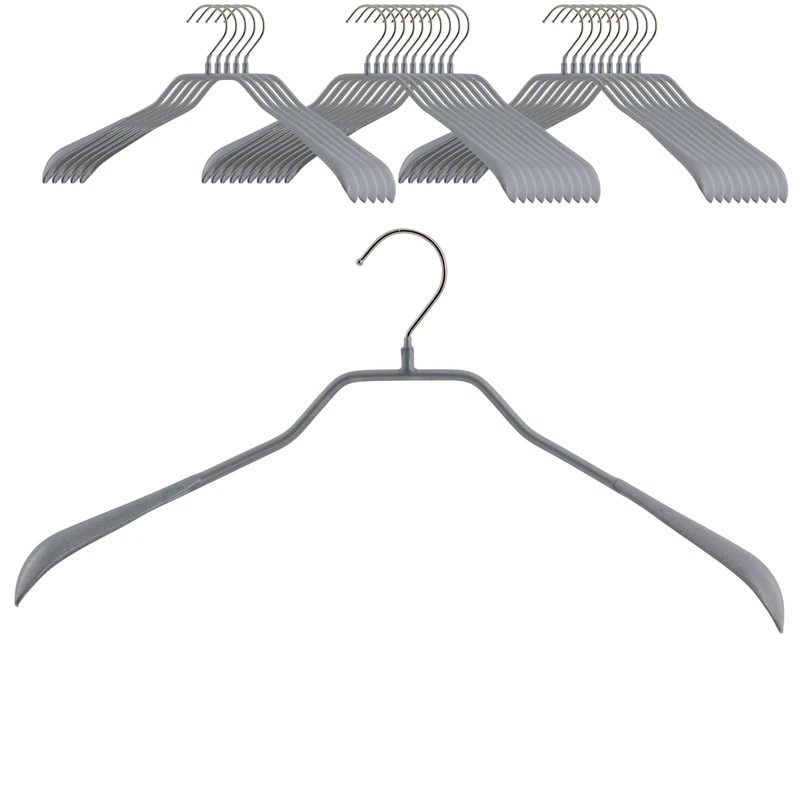 MAWA Set of 25 Body Shaped Metal Coat Hangers Ideal for Coats, Jackets, Blazers and Suits, 360° Rotating Hook, Non-Slip Coat, 42 cm, Silver