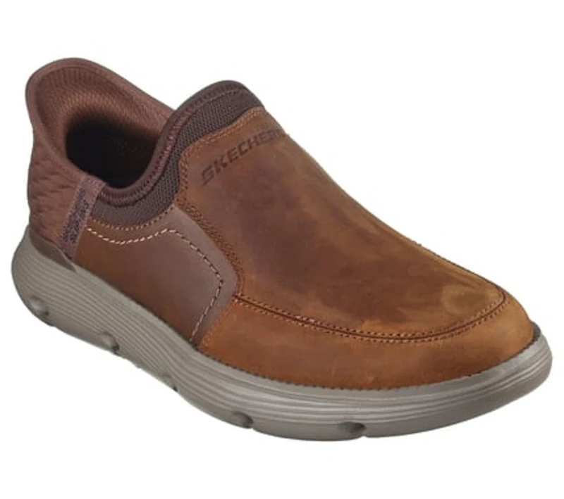 Skechers Men's Garza Dorado Slip-On Sneakers, Dark Brown Leather, 9 UK - Image 1