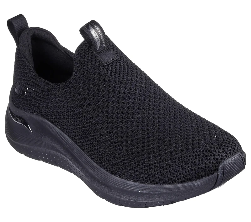 Skechers Women's Arch Fit 2.0 Slip-On Sneakers, Black Knit/Gunmetal Trim, 5.5 UK