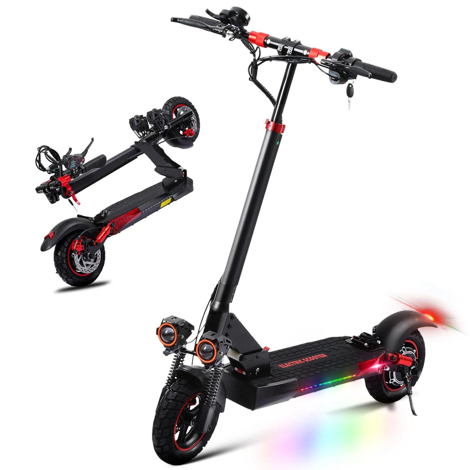 10" Electric Scooter,Electric Scooters Adult,35-45km Range,Foldable Pure Scooters, Double Braking System & Shock Absorption All Terrain Offroad Tires Escooters for Adults and Teens,Max Load 150kg