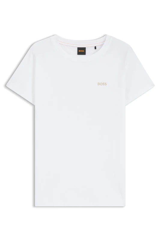 BOSS Womens C Esogo Cotton-Jersey T-Shirt with Logo Detail White