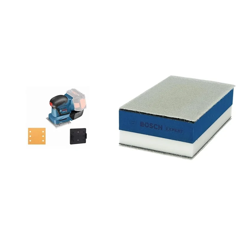 Bosch Professional GSS 18 V - 10 Cordless Detail Sander (Battery not Included, Orbit Diameter: 1.6 mm, in Cardboard Box) + 1x Expert Dual Density Sanding Block