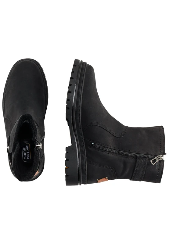 camel active Mila Winter Boot with Warm Wool Lining, black, 6 UK