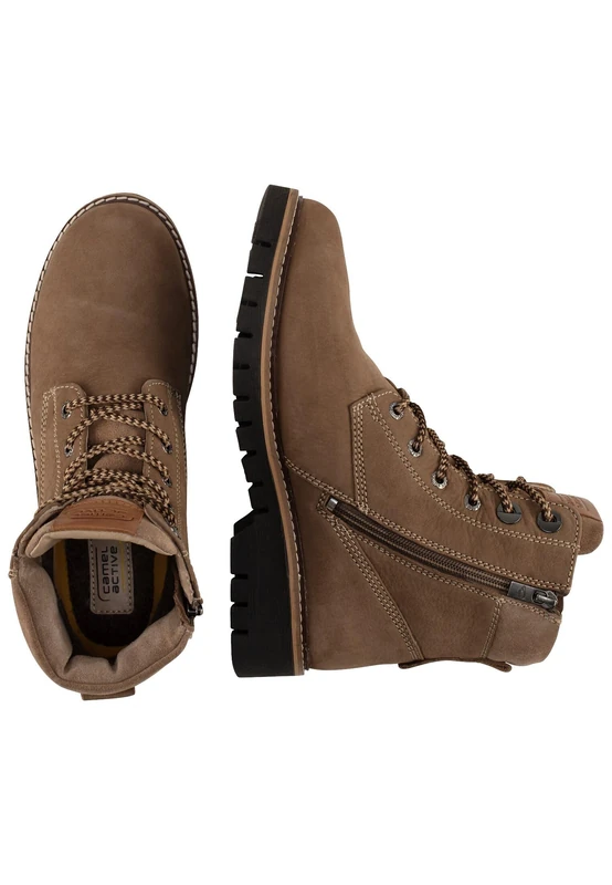 camel active Women's Damen Schnürboot aus Nubuk Rindsleder Braun, Womenswear-39 Fashion Boot, Brown, 6 UK