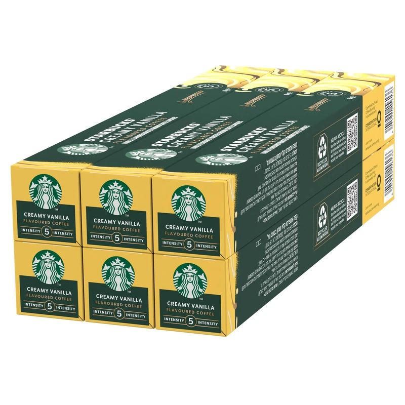 STARBUCKS Creamy Vanilla Flavoured Coffee by Nespresso, Blonde Roast, Coffee Capsules 6 x 10 (60 Capsules)