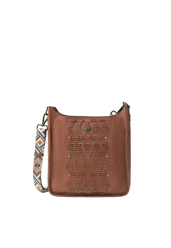 incus Women's Leather Crossbody Bag, Camel, One Size