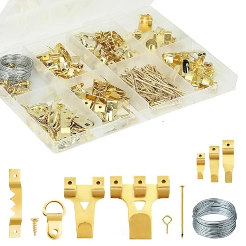 282pcs Picture Hanging Kit, Picture Hooks for Frames, Picture Hanger Set with Saw Tooth, D-Ring, Nails, Screws for Mirrors, Picture Frames & Paintings