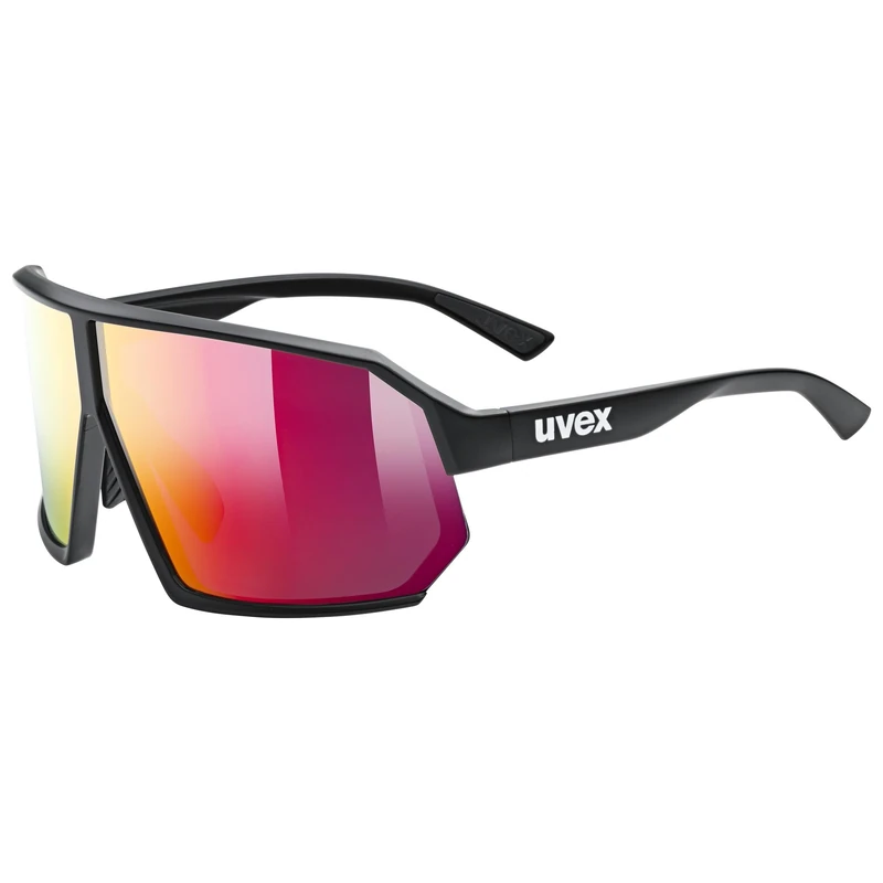 Uvex sportstyle 237 - sports glasses for adults - strong UV protection - contrast enhancing - black matt/mirror red - one size