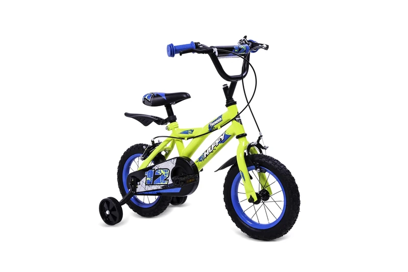 Huffy Pro Thunder 12 Inch Kids Bike - Bright Yellow - Ages 3+, Removable Stabilisers, Chainguard, Front and Rear Mudguards, Dual Caliper Brakes