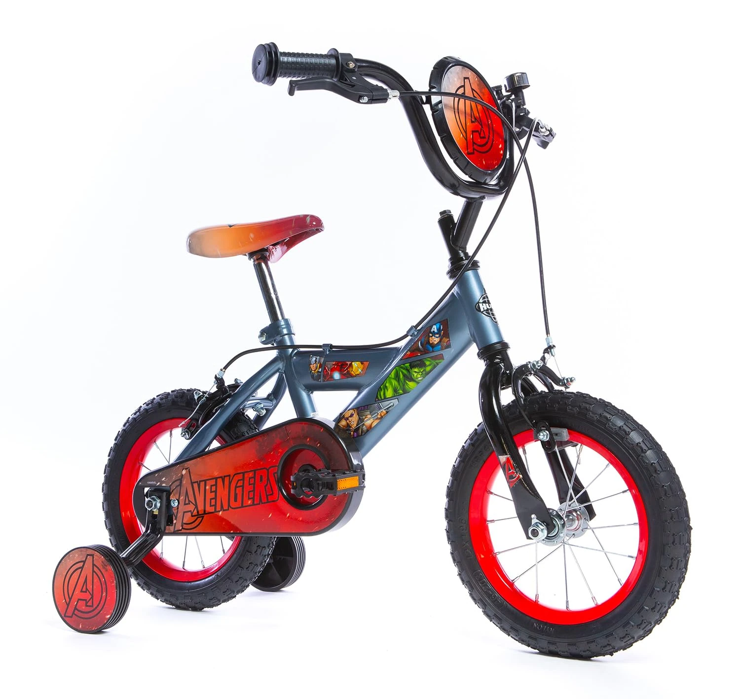 Huffy Avengers Boys Bike 12 Inch Ages 3-5 yrs 98-112cm Grey & Red ft Hulk, Iron Man + Thor