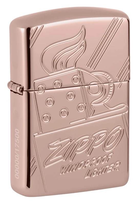 Zippo Windproof Lighter, Script Collectible Design – Armoured Rose Gold, Deep Carve – Refillable, Reusable, Windproof Design – Comes in Gift Box – Made in USA
