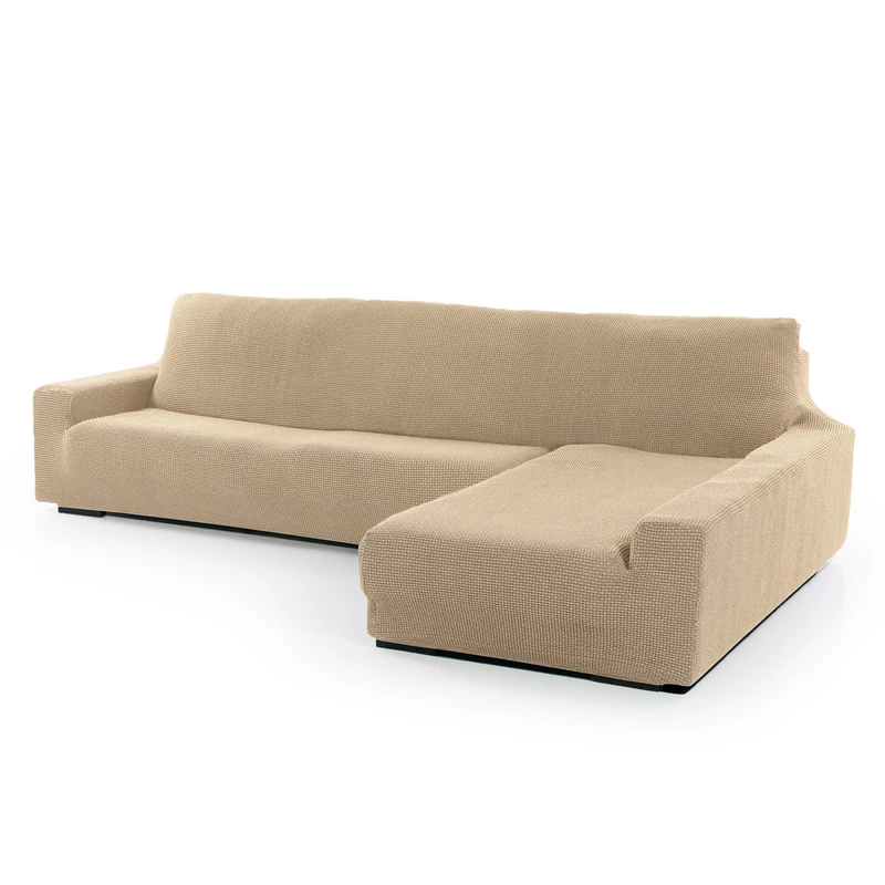 SOFASKINS® Super Elastic Chaise Longue Cover, Sofa Cover Right Long Armrest, Sofa Cover Breathable, Comfortable and Durable, Compatible Dimensions of Sofa (210-340 cm), Colour Beige - Image 1