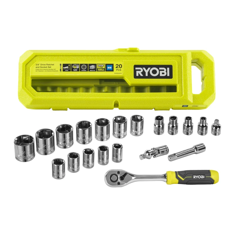 RYOBI RHRS20PC 3/8" Drive Ratchet and Sockets Set (20 Pieces)