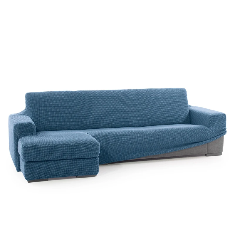 SOFASKINS® Super Elastic Chaise Longue Cover, Sofa Cover Short Left Armrest, Sofa Cover Breathable, Comfortable and Durable, Compatible Dimensions of Sofa (210-340 cm), Sky Blue - Image 1