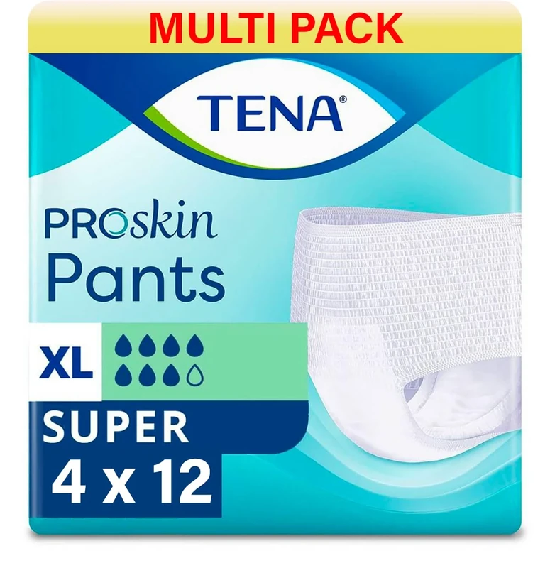 TENA Super Pants XL - 7 Drop Incontinence Protection, 4 Pack (12 pcs)