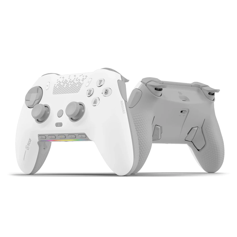 SCUF ENVISION PRO Wireless V1 (2023) PC Gaming Controller - Five Remappable G-Keys - Remappable Back Paddles - Instant Triggers - iCUE Compatible - White