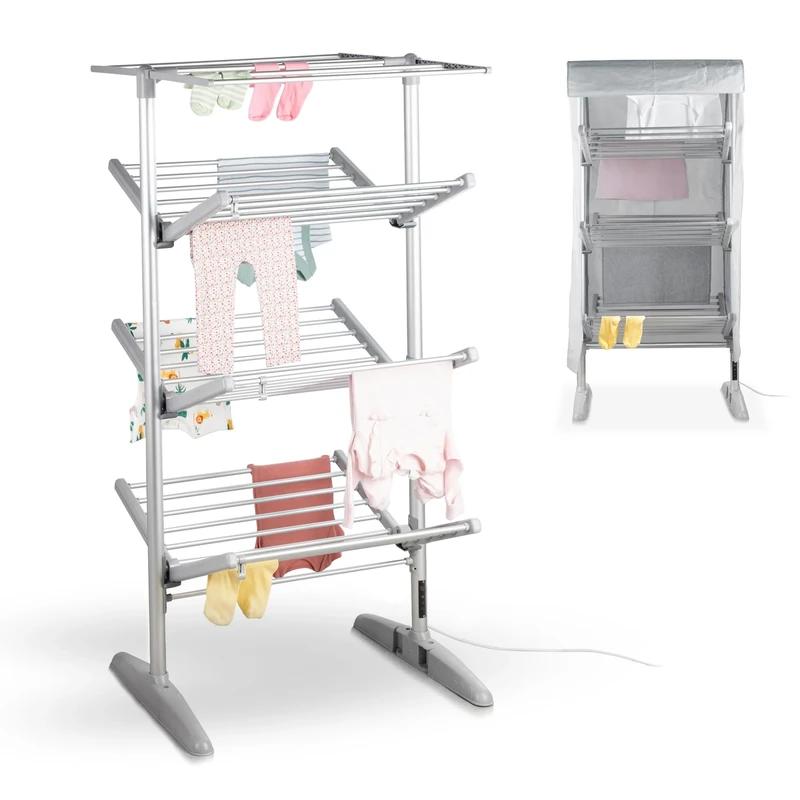Minky SureDRI 4 Tier Heated Clothes Airer with Cover, 23m Drying Space and 20Kg Capacity, Electric Foldable Drying Rack, Fast Drying & Portable Electric Clothes Dryer