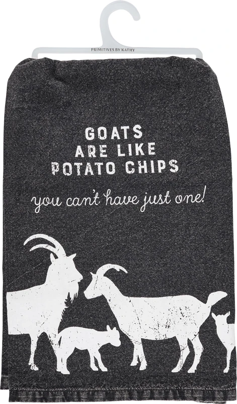 Primitives by Kathy Goats Like Potato Chips Kitchen Towel - Image 1
