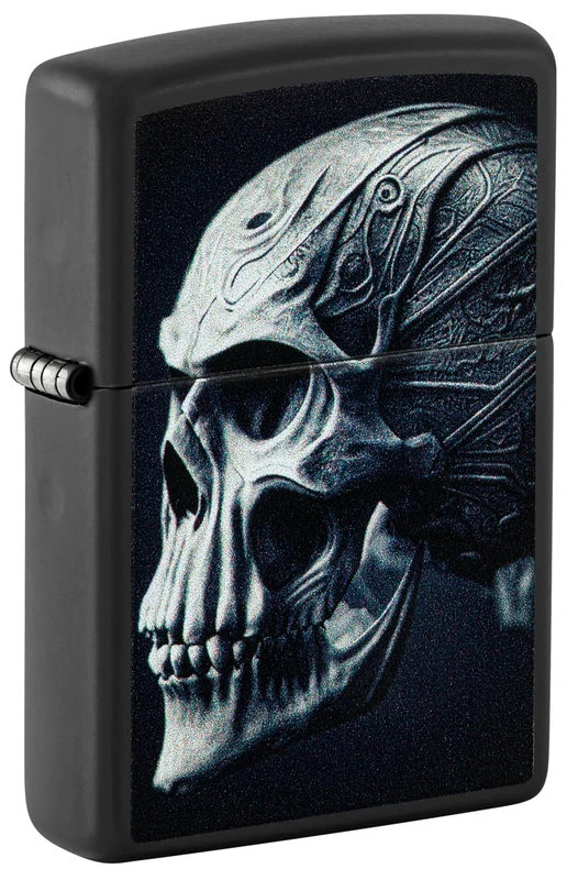Zippo Windproof Lighter, Cyberpunk Skull Design – Matt Black, Colour Image – Refillable, Reusable, Windproof Design – Comes in Gift Box – Made in USA