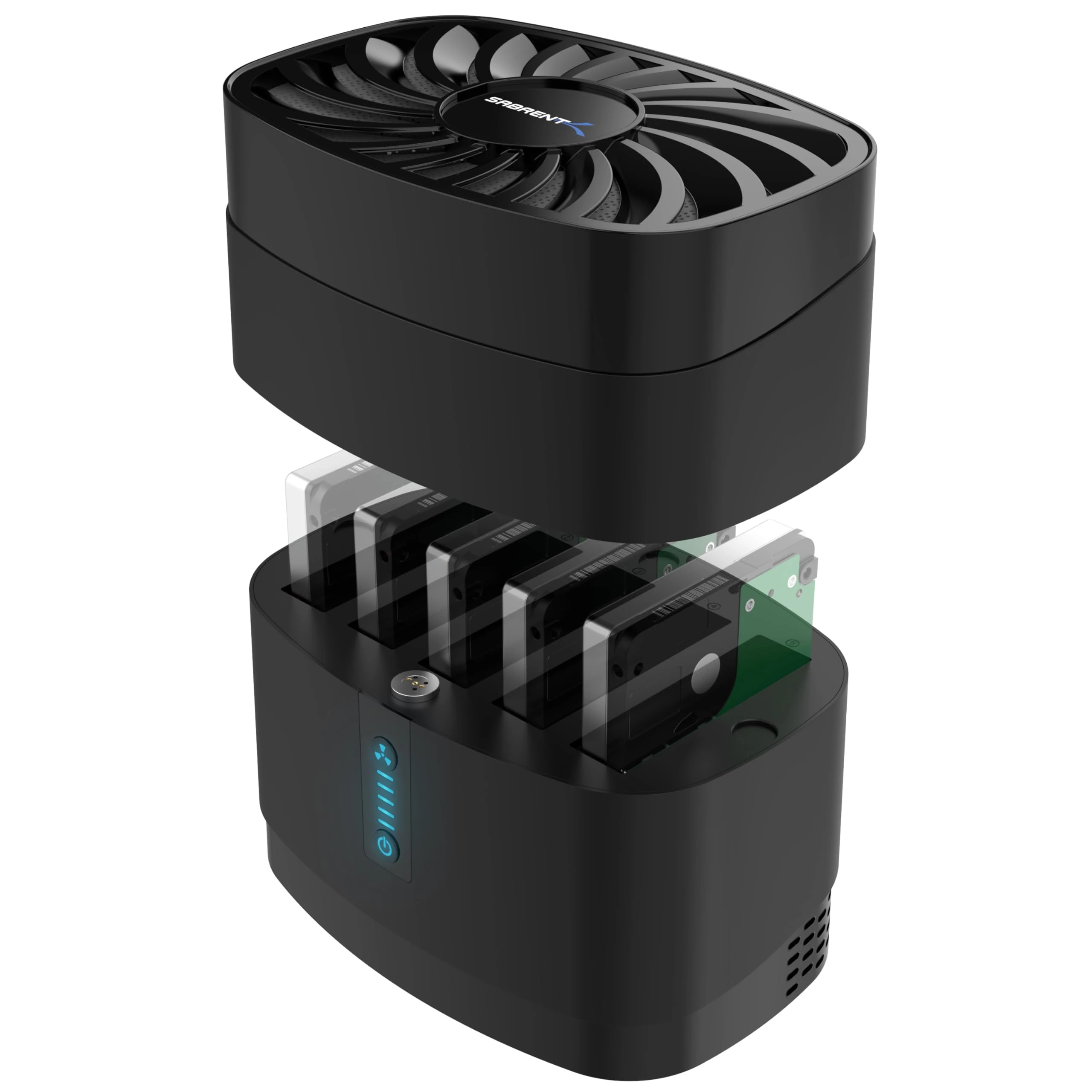 SABRENT Hard Drive Docking Station 5-Bay USB-C Enclosure for 2.5 HDD & SSD, USB 3.2 Hard Drive Reader, Built-in Cooling Fan (Noise Reduced!) Tool Free (DS-5R15)