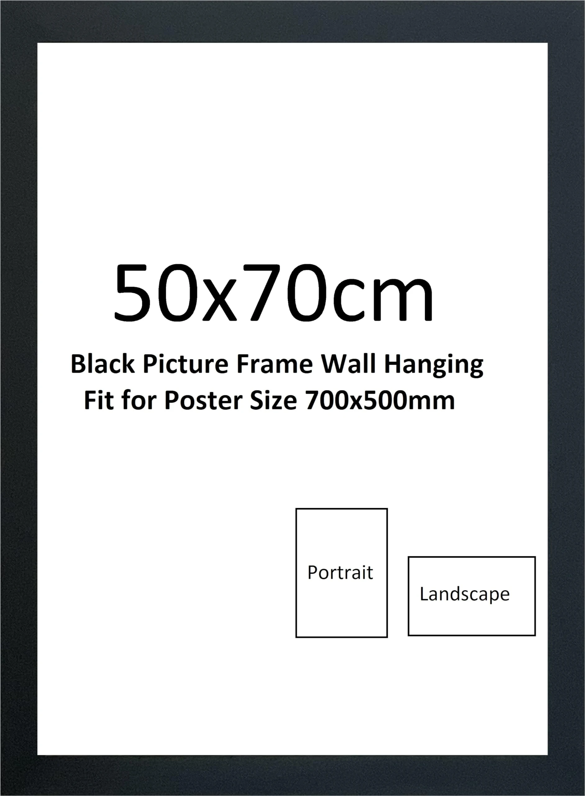 DECORO 50x70cm Black Poster Frame - 500 x 700mm Wooden Frames - Large Black Picture Frames - Perfect For Jigsaw puzzles Black Frame