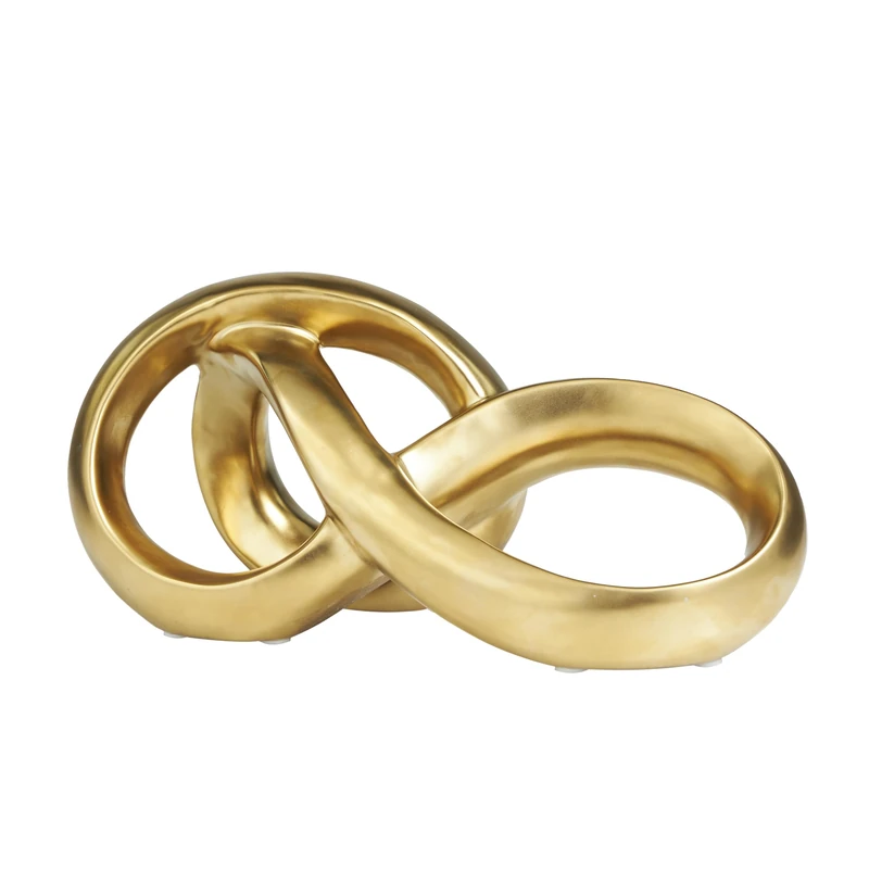 Deco 79 Ceramic Abstract Decorative Sculpture Infinity Loop Home Decor Statue, Accent Figurine 11" x 5" x 5", Gold - Image 1