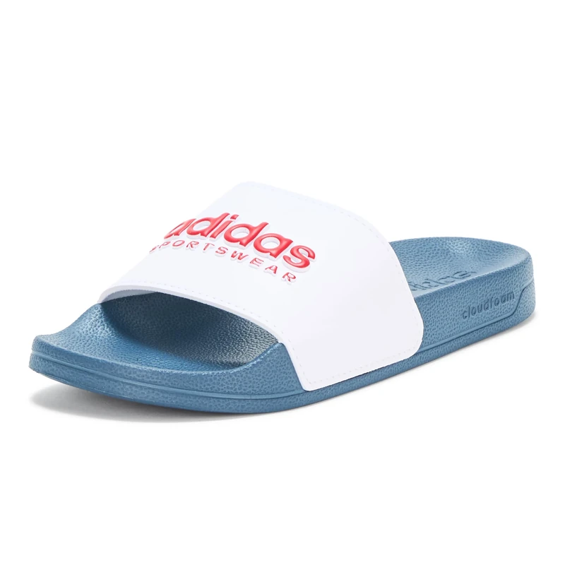adidas Unisex - Adult Adilette Shower Slip on SlidesBeach Sandal, White Better Scarlet Team Navy Blue, 53 1/3 EU