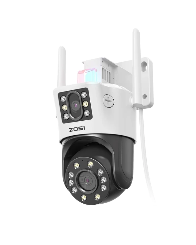 ZOSI Dual-Lens WiFi Outdoor Security Camera with 8X Hybrid Zoom, 4MP+4MP Dual View Home CCTV Camera Wireless, Auto Tracking, Person/Vehicle Detection, Color Night Vision, Spotlight Siren, C298 Max