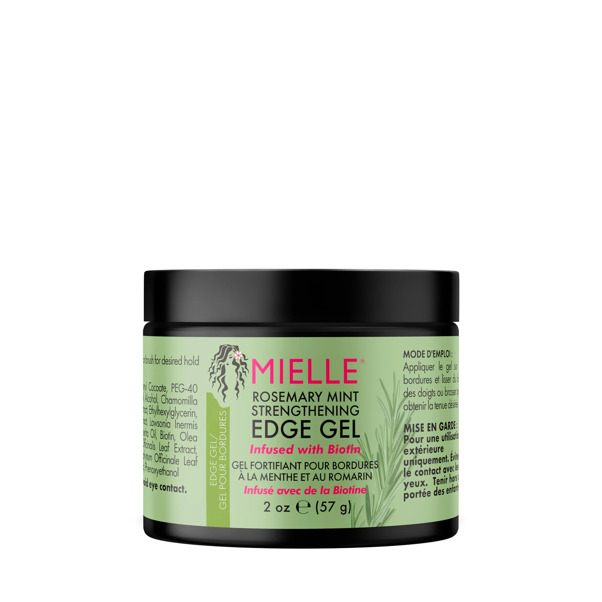 Mielle Rosemary & Mint Edge Control Gel - Strong Hold Hair & Edge Gel for Women & Men - Infused with Biotin, Coconut & Babassu Oil to Encourage Longer, Healthier Hair, 57 ml (Pack of 1)