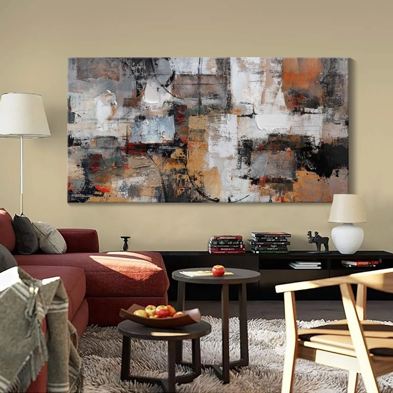 Pogusmavi Abstract Canvas Wall Art, Modern Minimalist Painting, Brown Room Decor, Framed Artwork for Living Room, Bedroom, Office - 20x40IN