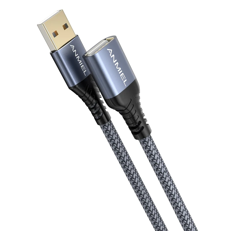 ANMIEL USB 3M Braided Extension Cable Type A Male to Female Data Transfer Cord With Gold-Plated Connector for, Hard Drive, Scanner, Camera, Keyboard, Card Reader, USB Disk
