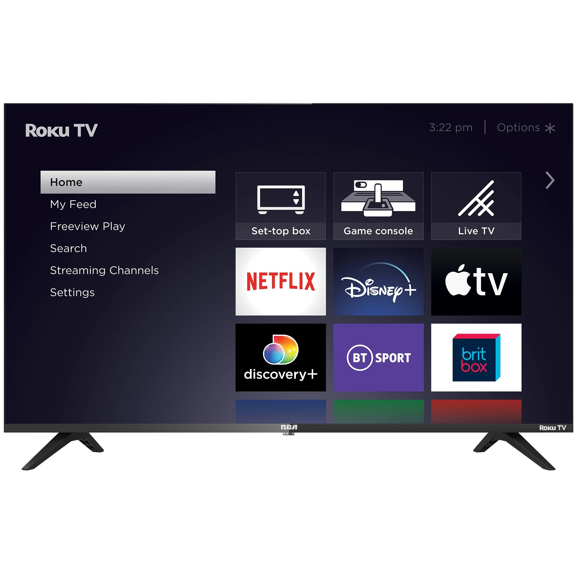 RCA Roku 43 Inch 4K Smart TV, 43" Ultra HD TV with AppleTV+ BBC Netflix Freeview Play, HDR Dolby Audio DVB-T2/T 3 x HDMI 2 x USB 2.0 Port UHD Television, Ideal Large Screen for Living Room