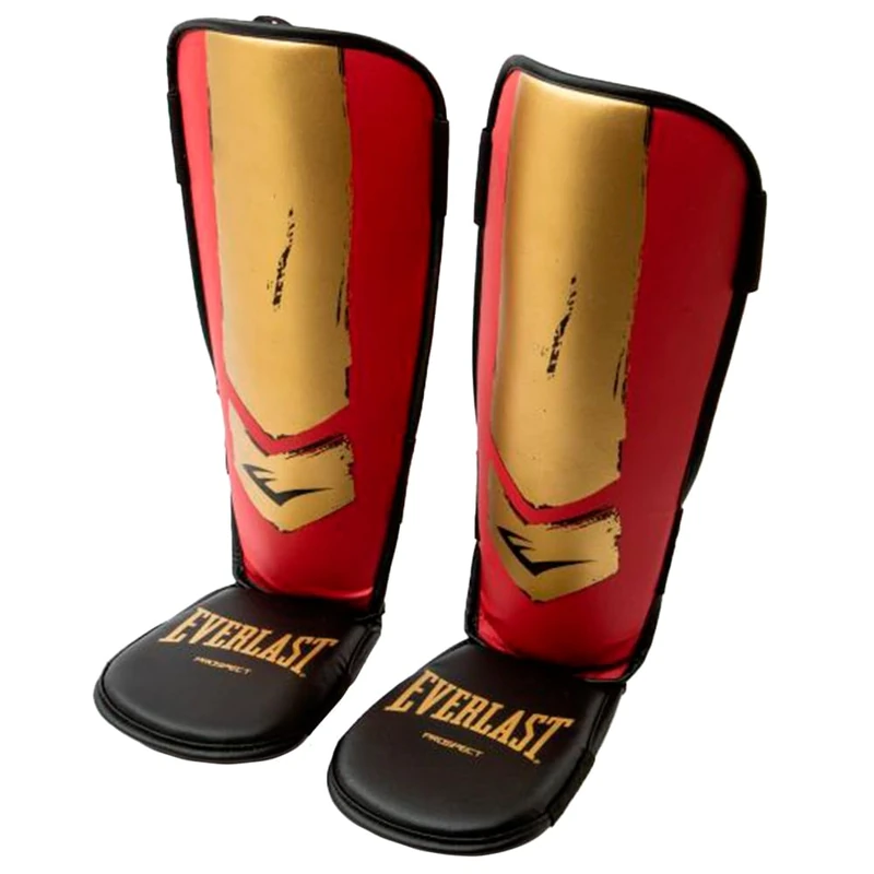 Everlast Prospect Youth Shin Guards (L/XL) Two-Piece Design and Shock-Absorbent Padding Protects Foot and Shin, Helps Movement, Kids Kickboxing Shin Guards Muay Thai - Authentic Everlast Gear