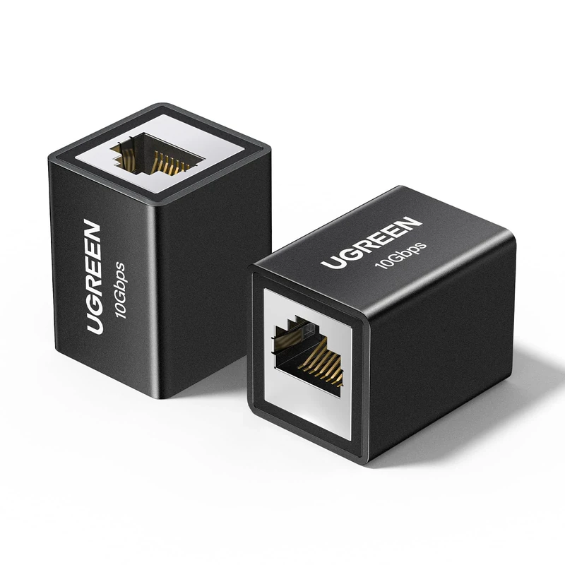 UGREEN RJ45 Coupler,10Gbps High-Speed Aluminum Ethernet Connector,Shielded POE Internet Joiner,LAN Network Extender Female to Female for Cat7, Cat6, Cat5e, Cat5(2 Pack),(25965EU)