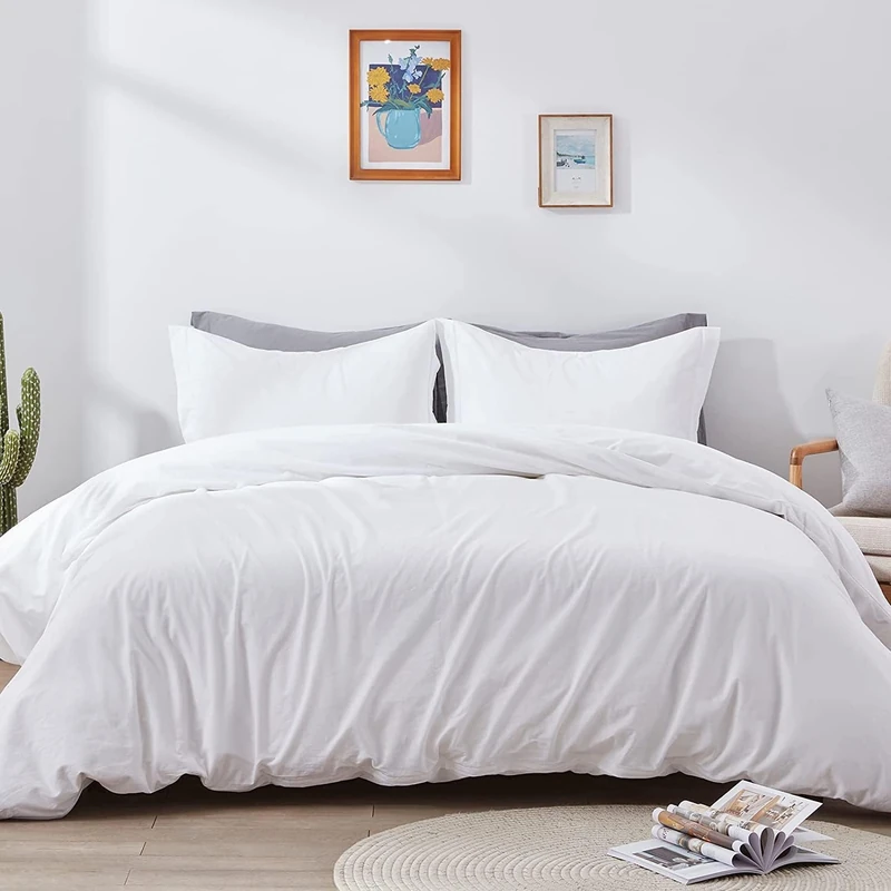 Crown Collection Luxuriate Hotel 1000-TC Hypoallergenic Ultra Soft Design 100% Egyptian Cotton Solid Duvet Cover Bed Cover with Zipper Closer & 2pcs Pillow Case Set (Oversize 98x120, Plain White)
