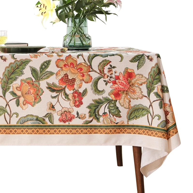 patdrea Designer Yellow Tablecloth for Rectangle Tables,Luxury Velvet Wrinkle Free Floral Pattern Tablecloths,Decorative Table Cover Cloth for Kitchen Dining Room,63"*94"