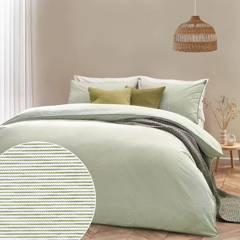 furn. Yard Heaton Stripe 100% Cotton Duvet Cover Set, Khaki