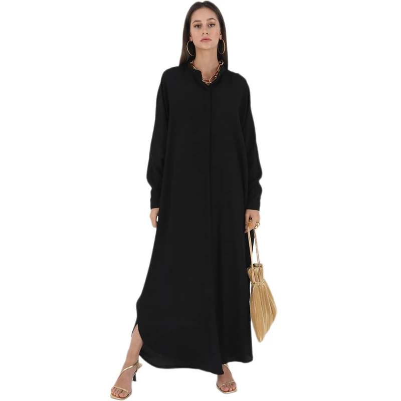 FYMNSI Abayas for Women Muslim Dress Modest Maxi Robe Abaya Kaftan Dresses Eid Prayer Clothes Arabian Islamic Dubai Outfit, Black, One Size - Image 1