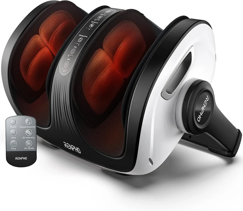 RENPHO Foot Massager Machine with Heat, Shiatsu Deep Kneading Foot Massage, Compression, Electric Massager for Tired Feet, Plantar Fasciitis, Valentines Gifts for Women Men, Remote Control