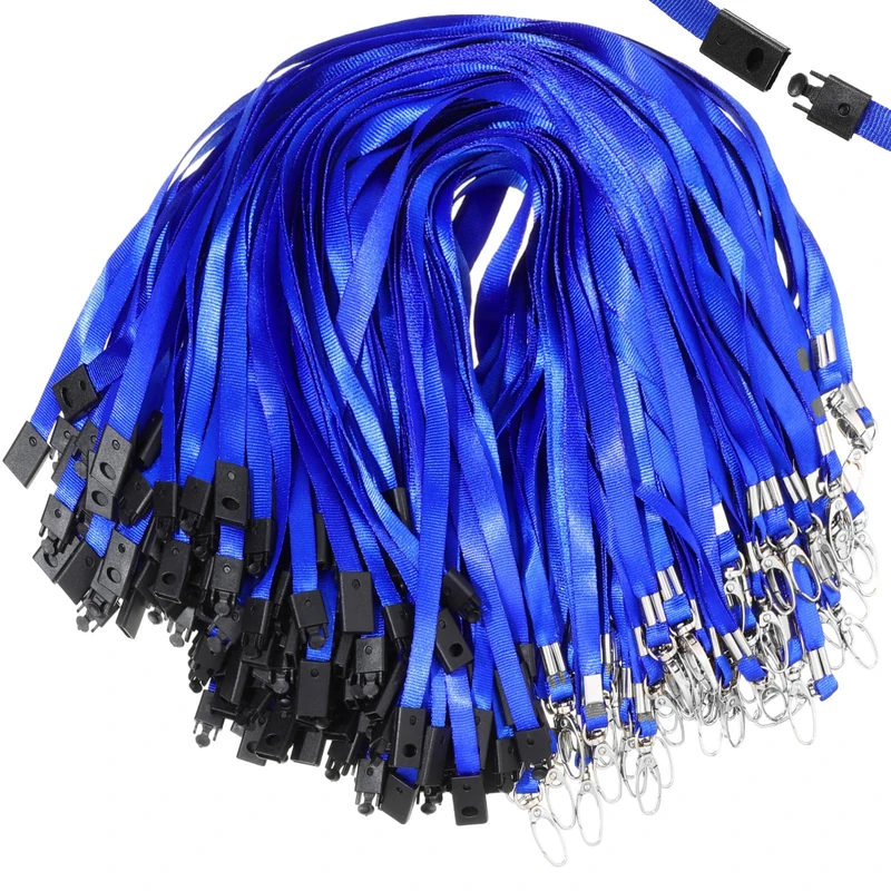 Harloon 150 Pcs Lanyards Breakaway Bulk Neck Flat Lanyard with Detachable Buckle and Clip Swivel Hooks for Badge Holder(Blue) - Image 1