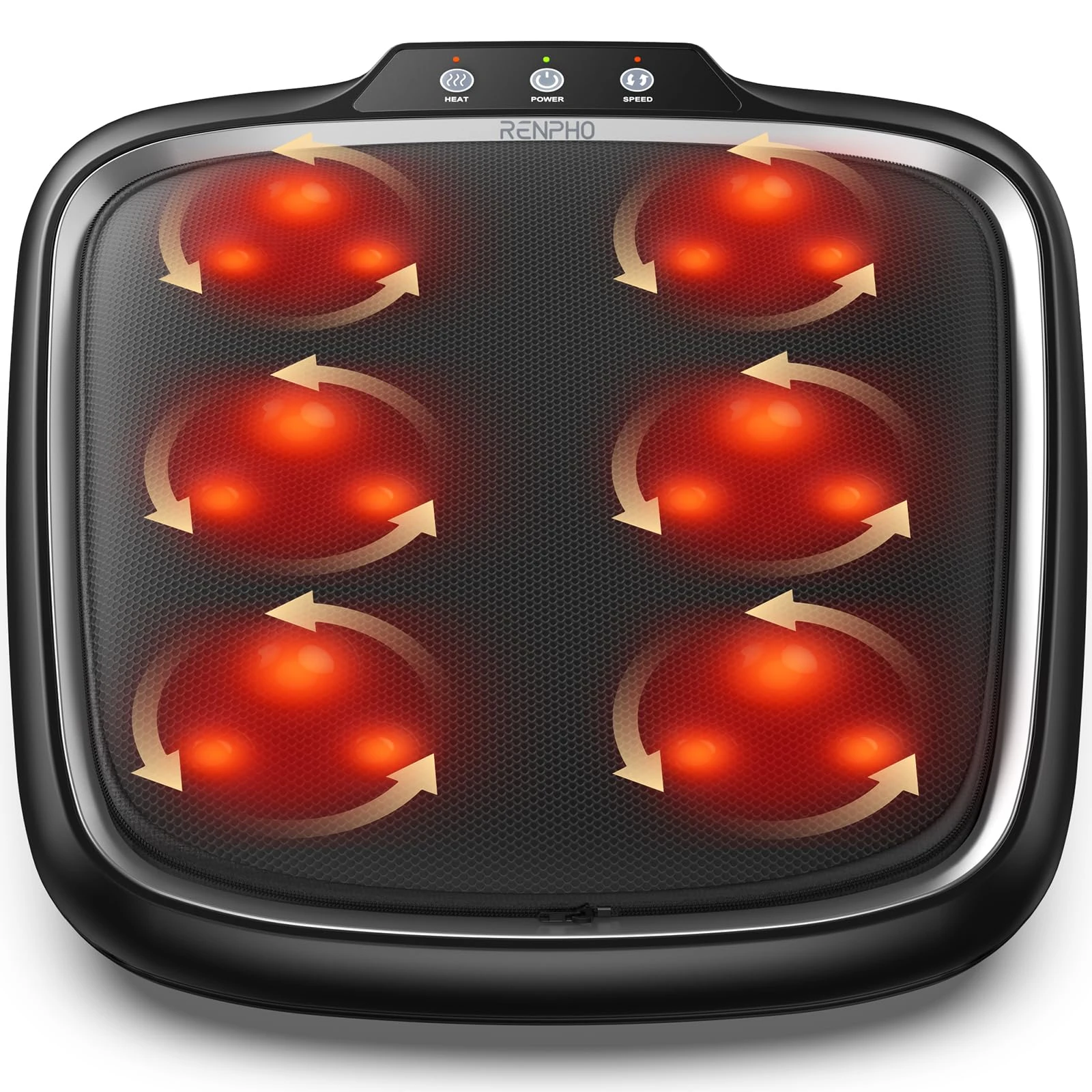 RENPHO Foot Massager with Heat, Shiatsu Feet Massage Machine, 2-in-1 Feet and Back Massager with Deep Kneading, Electric Foot Massage with Removable Cover, Portable