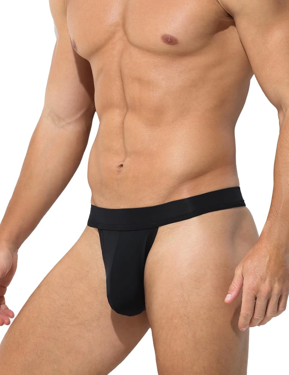 Casey Kevin Men's Thong Sexy Underwear Low Rise Seamless Thongs G-String Pouch Underwear Bulge Tanga Briefs Male Bikini Underpants,Black,XL