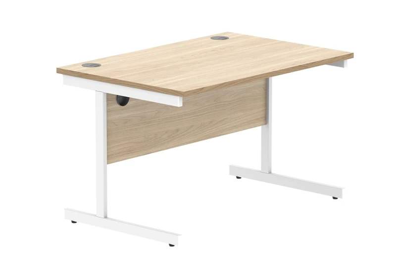 Office Hippo Essentials Rectangular Writing Computer Work Place, Home Office Desk with Cable Port Management, MFC, Canadian Oak, 120x80cm