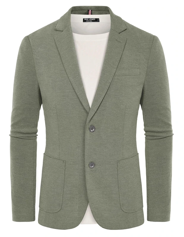 PJ PAUL JONES Men's Casual Knit Blazer Suit Jackets Two Button Lightweight Unlined Sport Coat, Light Green, XL